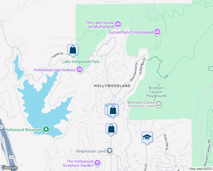 map of restaurants, bars, coffee shops, grocery stores, and more near 2932 Ledgewood Drive in Los Angeles