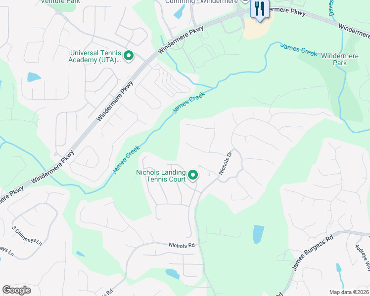 map of restaurants, bars, coffee shops, grocery stores, and more near 375 Laurel Heights Drive in Suwanee