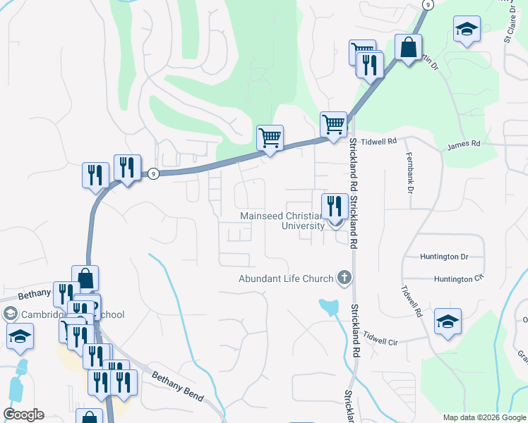 map of restaurants, bars, coffee shops, grocery stores, and more near 3376 Archgate Court in Milton