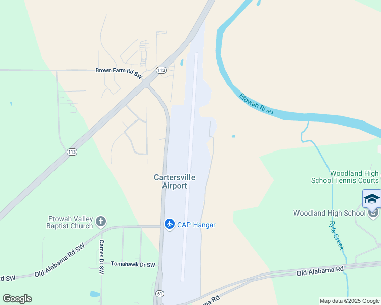 map of restaurants, bars, coffee shops, grocery stores, and more near 155 Highway 61 in Cartersville