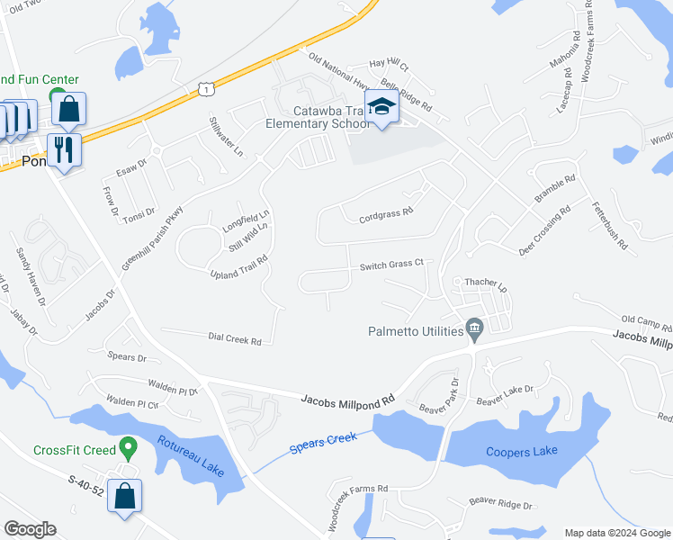 map of restaurants, bars, coffee shops, grocery stores, and more near 648 Giant Feather Loop in Elgin