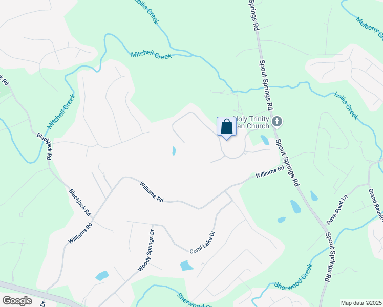 map of restaurants, bars, coffee shops, grocery stores, and more near 7339 Litany Court in Flowery Branch