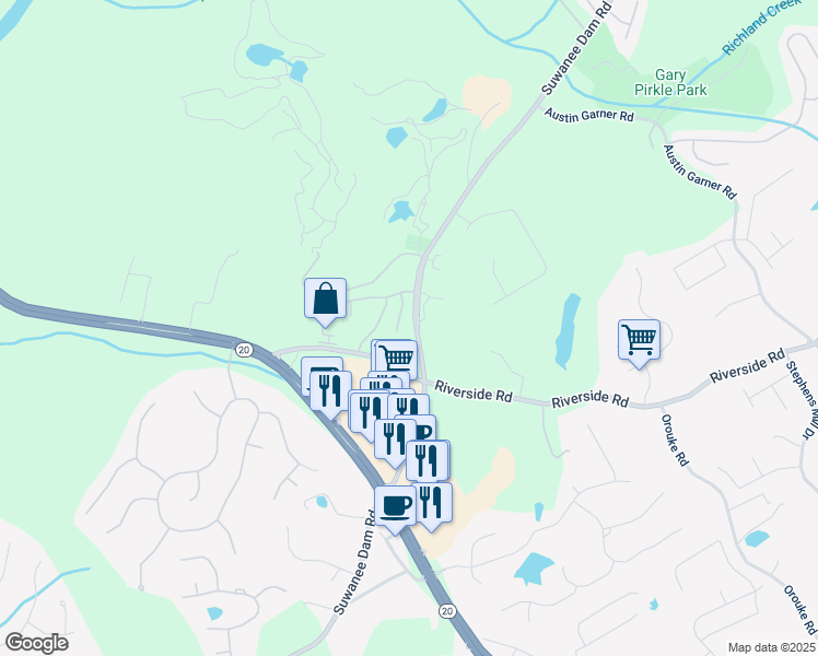 map of restaurants, bars, coffee shops, grocery stores, and more near 5989 Turfway Park Court in Sugar Hill