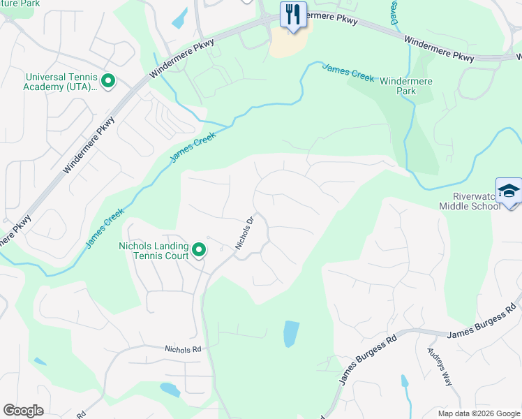 map of restaurants, bars, coffee shops, grocery stores, and more near 710 Rockbass Road in Suwanee