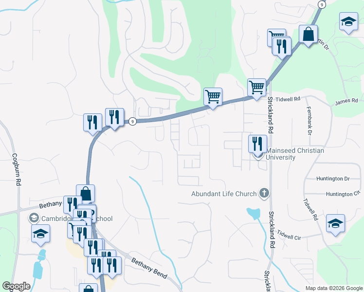 map of restaurants, bars, coffee shops, grocery stores, and more near 14111 Yacht Terrace in Alpharetta