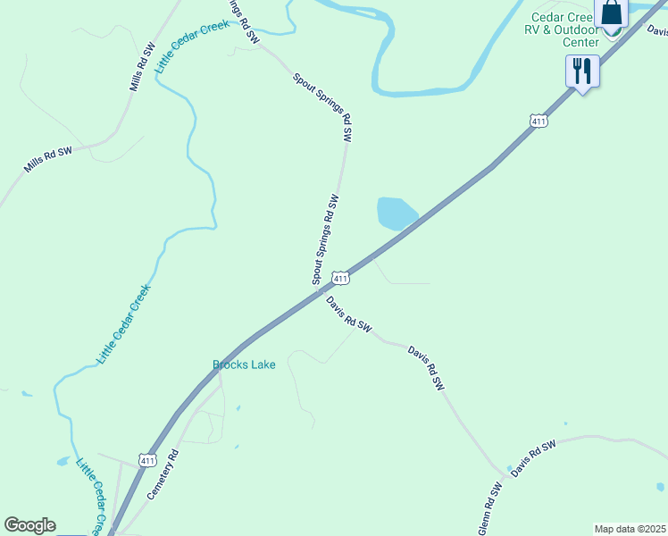 map of restaurants, bars, coffee shops, grocery stores, and more near 7324b Cave Spring Road Southwest in Cave Spring