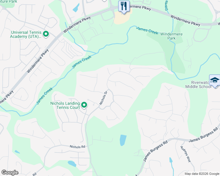 map of restaurants, bars, coffee shops, grocery stores, and more near 710 Rockbass Road in Suwanee