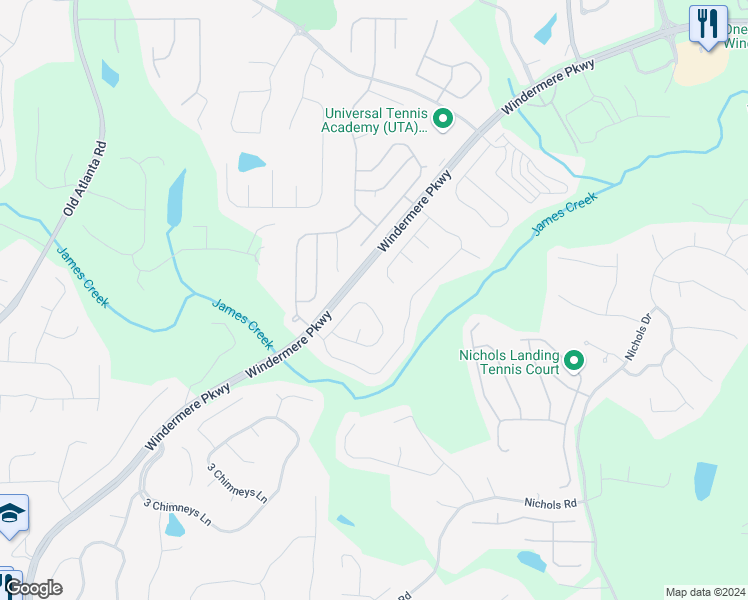 map of restaurants, bars, coffee shops, grocery stores, and more near 4835 Shelbourne Drive in Cumming
