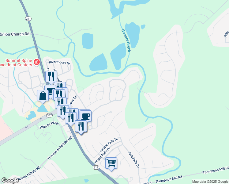 map of restaurants, bars, coffee shops, grocery stores, and more near 2688 Red Mulberry Lane in Braselton