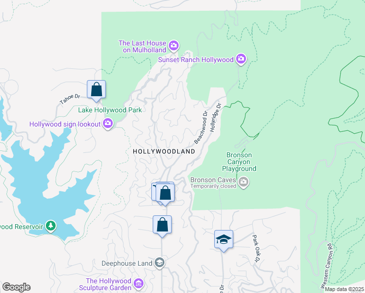 map of restaurants, bars, coffee shops, grocery stores, and more near 6111 Rodgerton Drive in Los Angeles