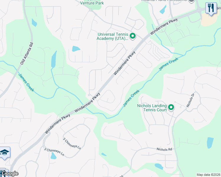 map of restaurants, bars, coffee shops, grocery stores, and more near 4825 Shelbourne Drive in Cumming