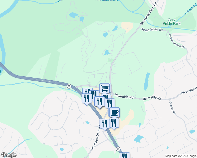 map of restaurants, bars, coffee shops, grocery stores, and more near 6007 Turfway Park Court in Sugar Hill