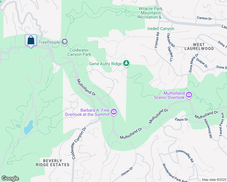 map of restaurants, bars, coffee shops, grocery stores, and more near 12024 Summit Circle in Beverly Hills