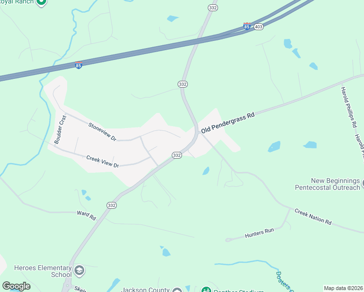 map of restaurants, bars, coffee shops, grocery stores, and more near 10 Stoneview Drive in Hoschton