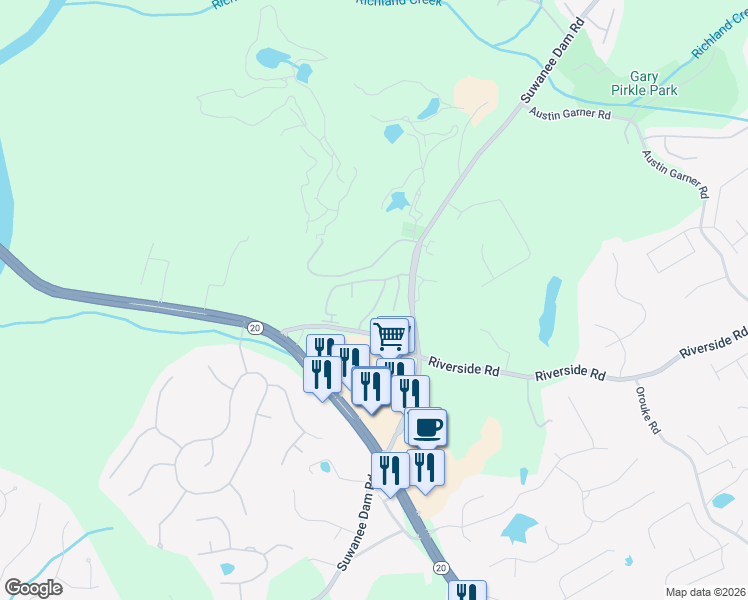 map of restaurants, bars, coffee shops, grocery stores, and more near 5982 Eagle Tiff Lane Northeast in Sugar Hill