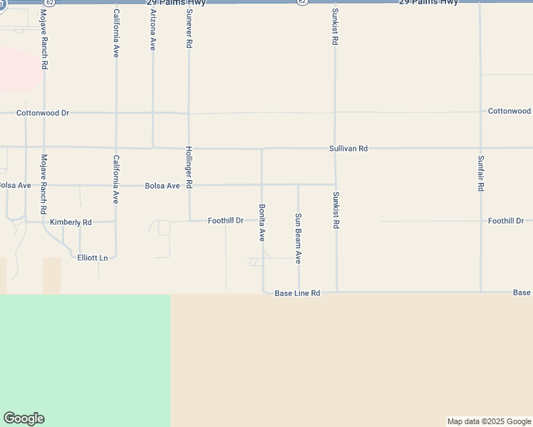 map of restaurants, bars, coffee shops, grocery stores, and more near Bonita Avenue in Joshua Tree