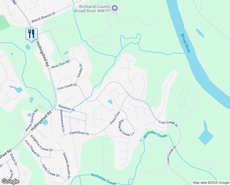 map of restaurants, bars, coffee shops, grocery stores, and more near 120 Chestnut Woods Lane in Columbia