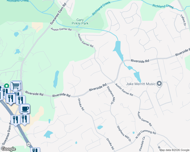 map of restaurants, bars, coffee shops, grocery stores, and more near 855 Oaklen View Drive Northeast in Sugar Hill