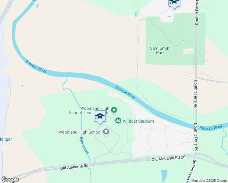 map of restaurants, bars, coffee shops, grocery stores, and more near 66 Seattle Slew Way in Cartersville