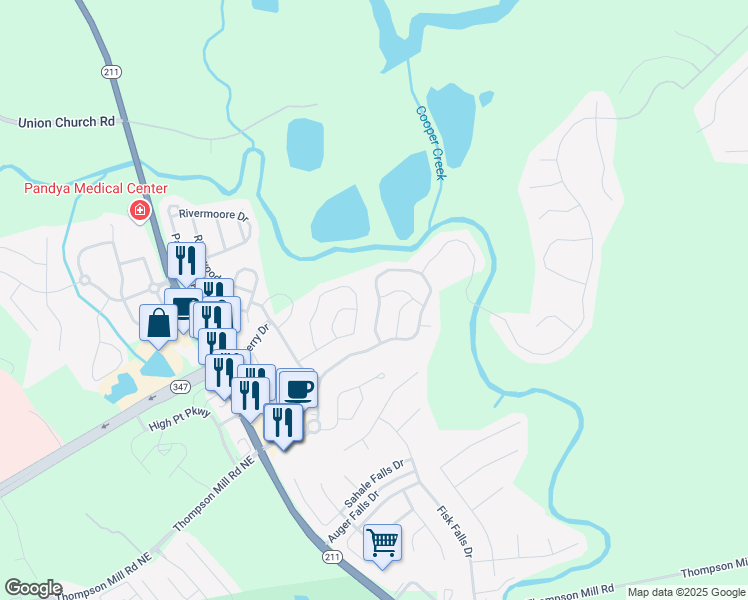 map of restaurants, bars, coffee shops, grocery stores, and more near 7023 Grand Hickory Drive in Braselton