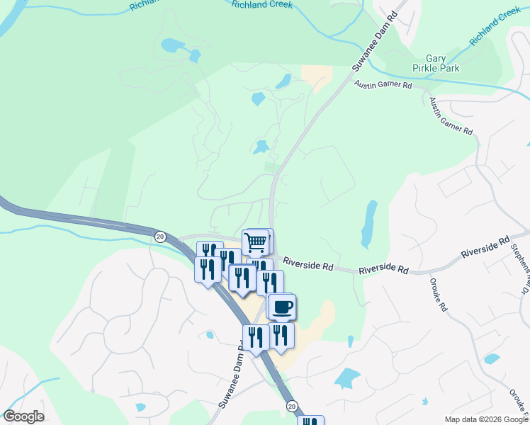 map of restaurants, bars, coffee shops, grocery stores, and more near 6007 Turfway Park Court in Sugar Hill