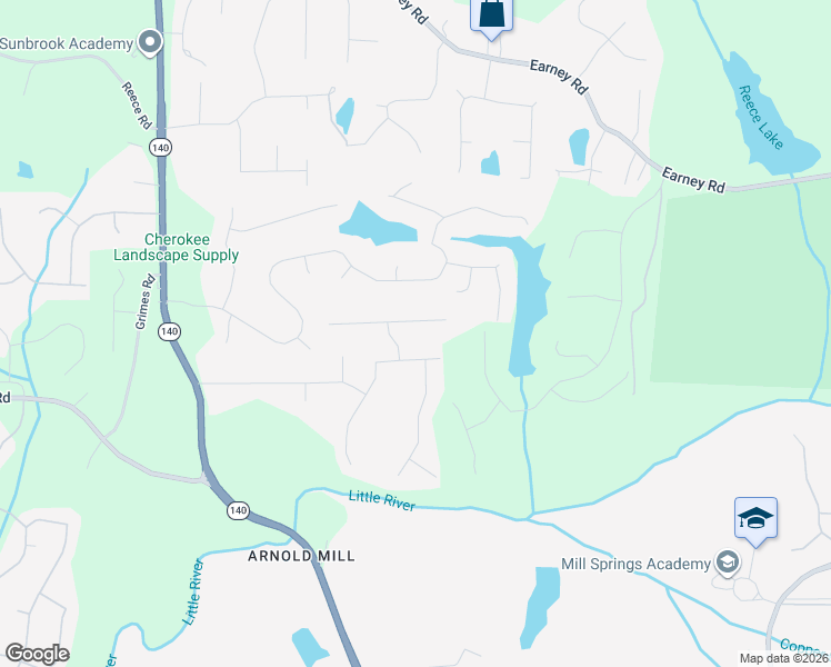 map of restaurants, bars, coffee shops, grocery stores, and more near 723 Jett Road in Woodstock