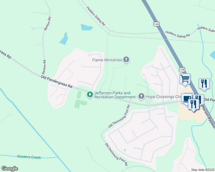 map of restaurants, bars, coffee shops, grocery stores, and more near 75 Indian Springs Drive in Jefferson