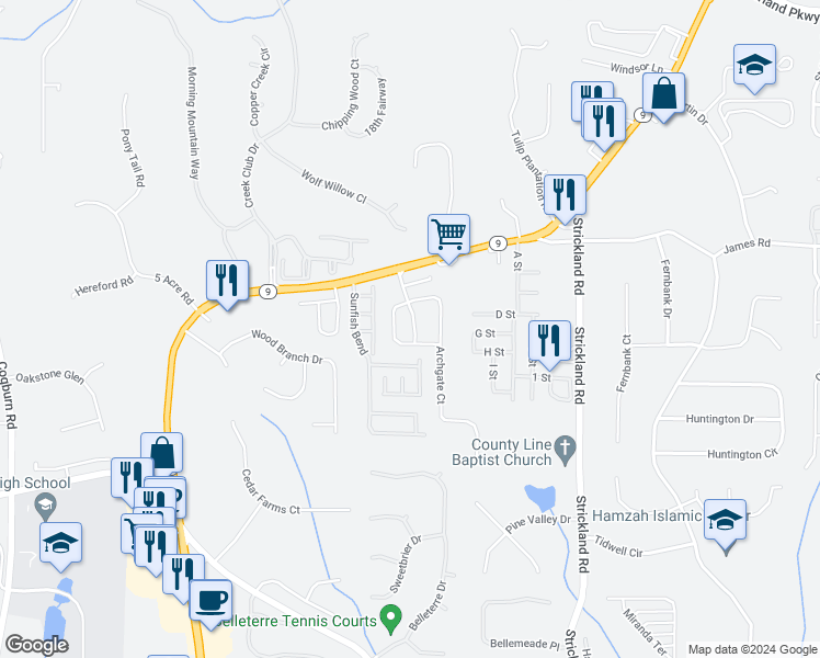 map of restaurants, bars, coffee shops, grocery stores, and more near 14184 Kennewick Road in Milton