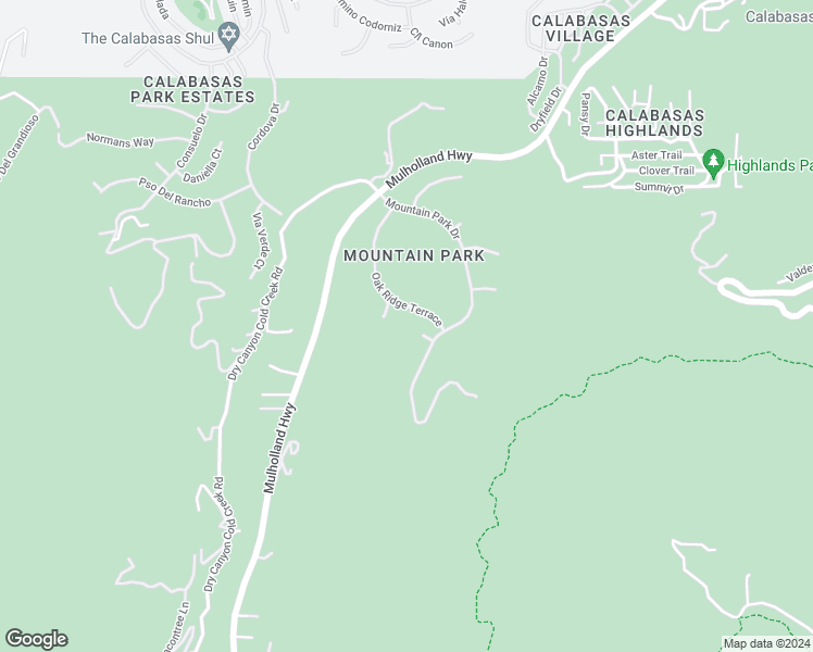 map of restaurants, bars, coffee shops, grocery stores, and more near 24030 Alder Place in Calabasas