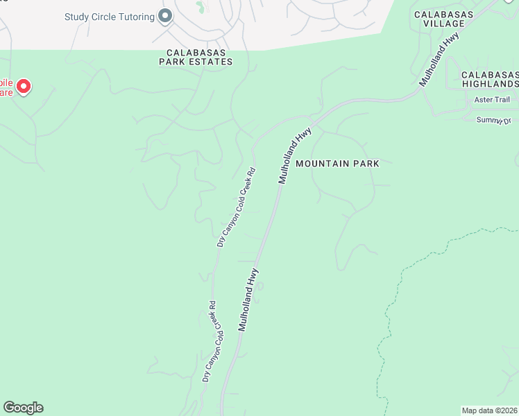 map of restaurants, bars, coffee shops, grocery stores, and more near 24228 Dry Canyon Cold Creek Road in Calabasas