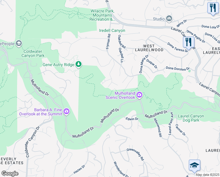 map of restaurants, bars, coffee shops, grocery stores, and more near 3006 Brookdale Road in Los Angeles