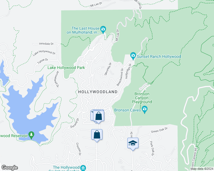 map of restaurants, bars, coffee shops, grocery stores, and more near 6111 Rodgerton Drive in Los Angeles