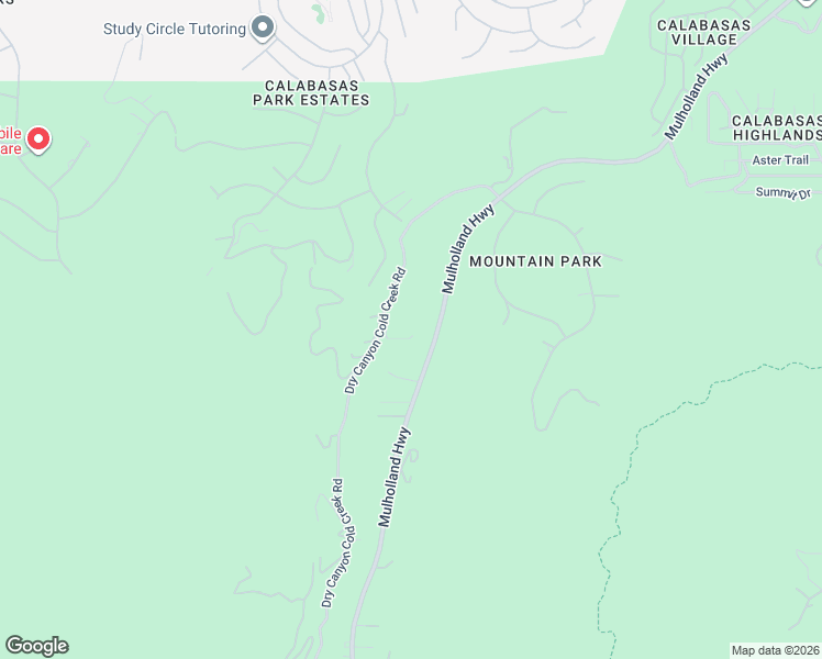 map of restaurants, bars, coffee shops, grocery stores, and more near 24228 Dry Canyon Cold Creek Road in Calabasas