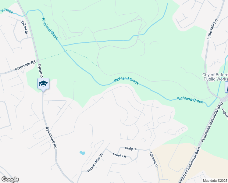 map of restaurants, bars, coffee shops, grocery stores, and more near 5437 Blossom Brook Drive in Sugar Hill