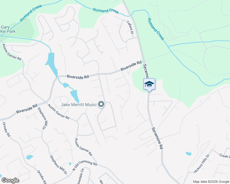 map of restaurants, bars, coffee shops, grocery stores, and more near 5715 Riverside Bay in Sugar Hill