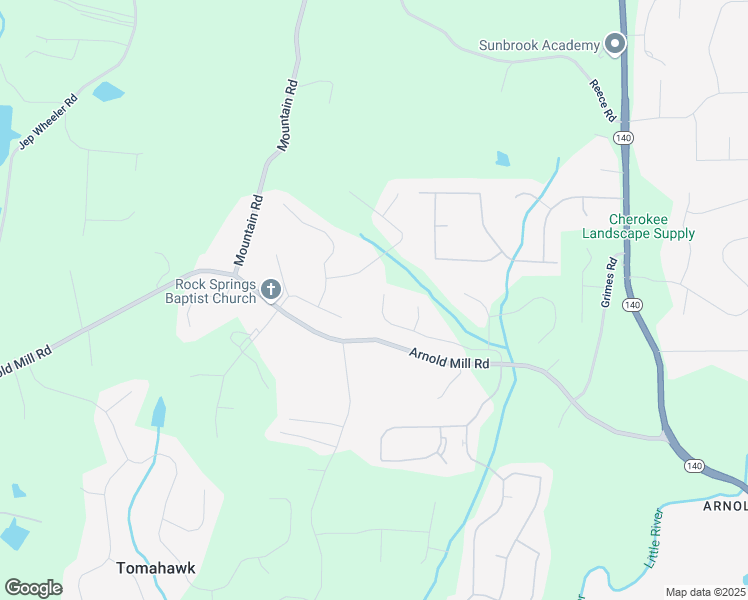 map of restaurants, bars, coffee shops, grocery stores, and more near 204 River Laurel Way in Woodstock