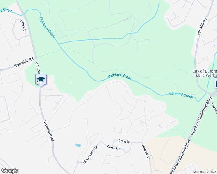 map of restaurants, bars, coffee shops, grocery stores, and more near 5437 Blossom Brook Drive in Sugar Hill