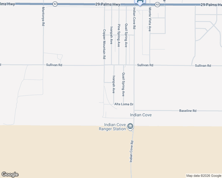 map of restaurants, bars, coffee shops, grocery stores, and more near 7050 Ivanpah Avenue in Twentynine Palms