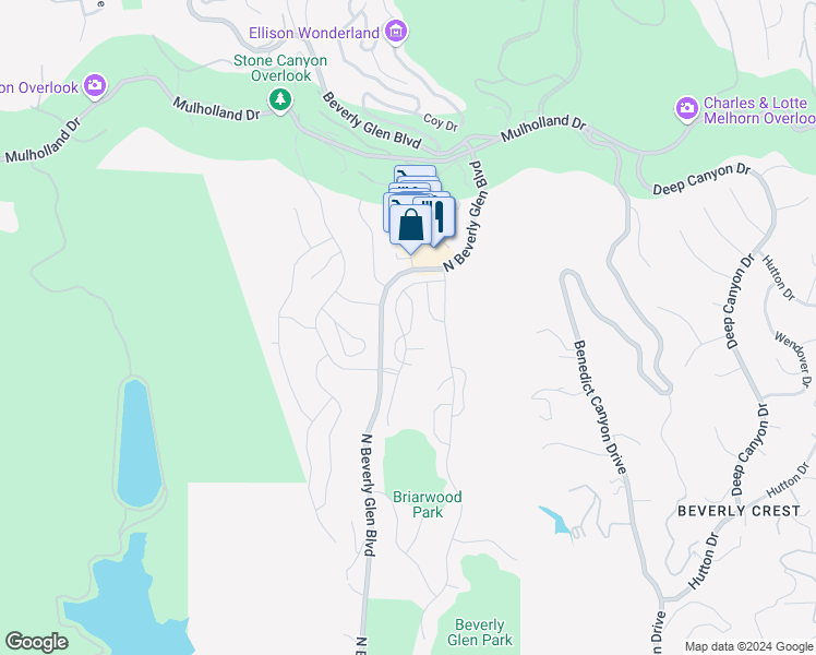 map of restaurants, bars, coffee shops, grocery stores, and more near 10400 Summer Holly Circle in Los Angeles