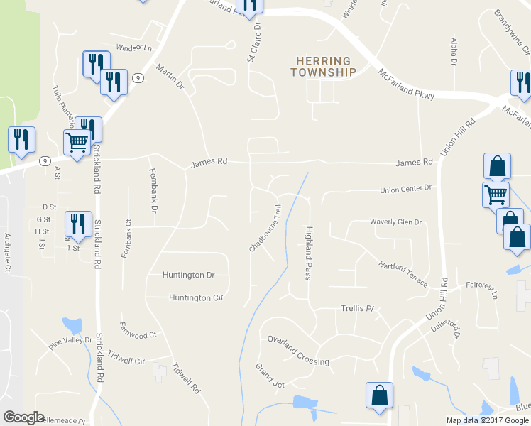 map of restaurants, bars, coffee shops, grocery stores, and more near 3430 Glenside Court in Alpharetta