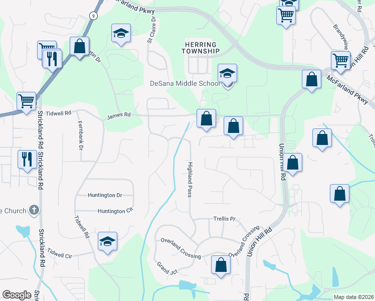 map of restaurants, bars, coffee shops, grocery stores, and more near 2940 Highland Pass in Alpharetta