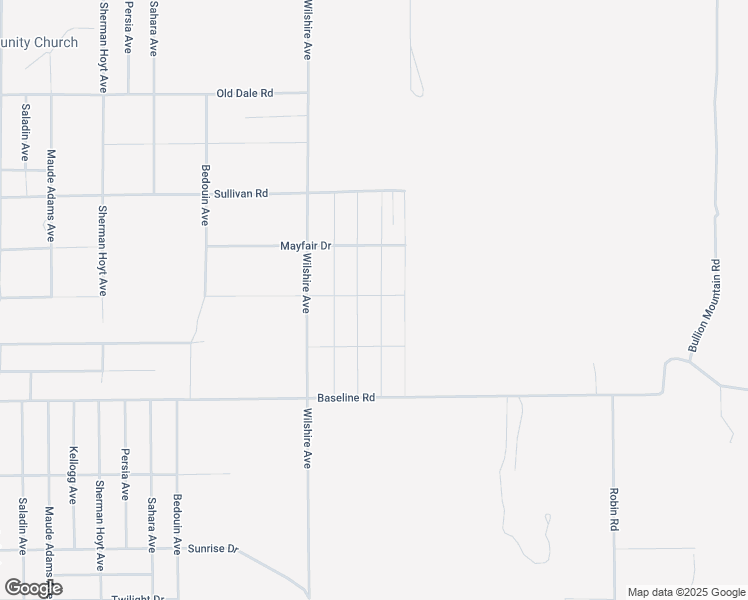 map of restaurants, bars, coffee shops, grocery stores, and more near Sheridan Avenue in Twentynine Palms