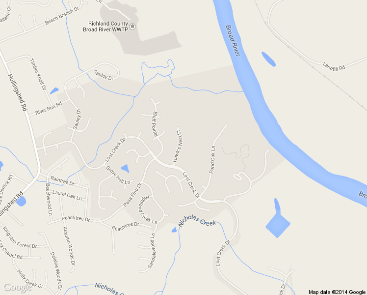 map of restaurants, bars, coffee shops, grocery stores, and more near 134 Hawk's Nest Court in Columbia