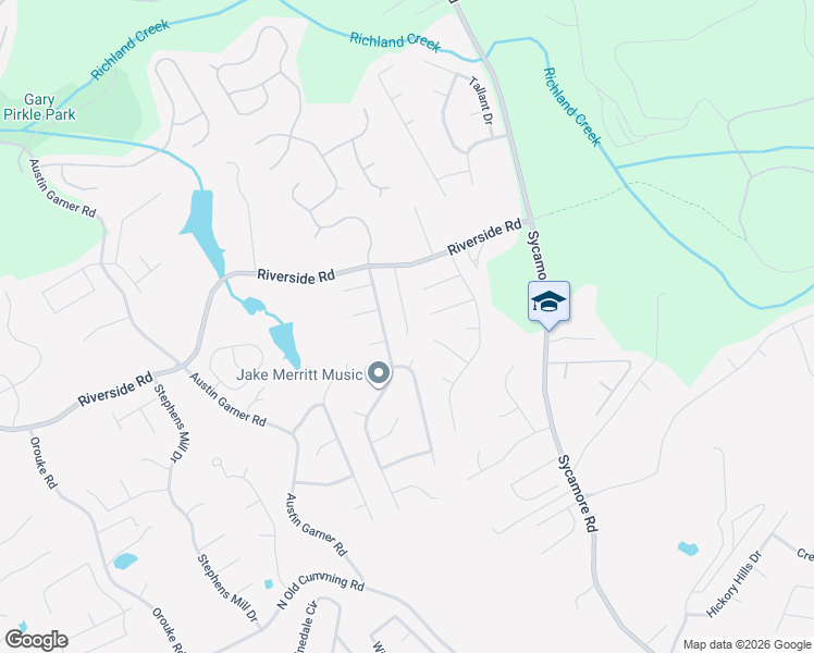 map of restaurants, bars, coffee shops, grocery stores, and more near 5715 Riverside Bay in Sugar Hill