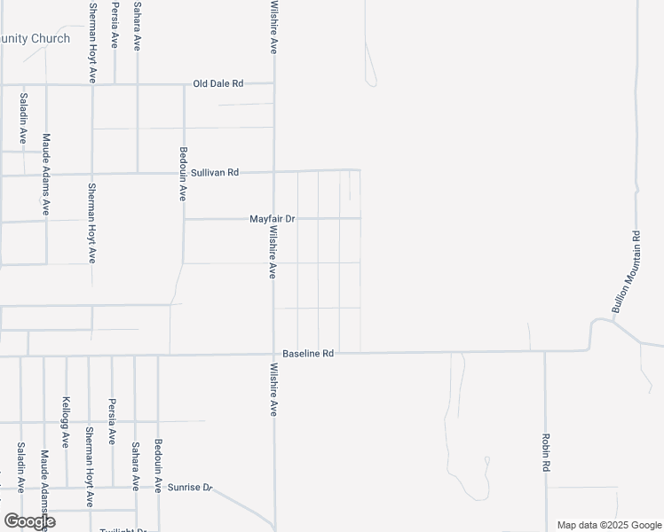 map of restaurants, bars, coffee shops, grocery stores, and more near Sheridan Avenue in Twentynine Palms
