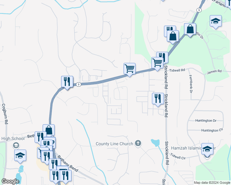 map of restaurants, bars, coffee shops, grocery stores, and more near 3375 Archgate Court in Milton