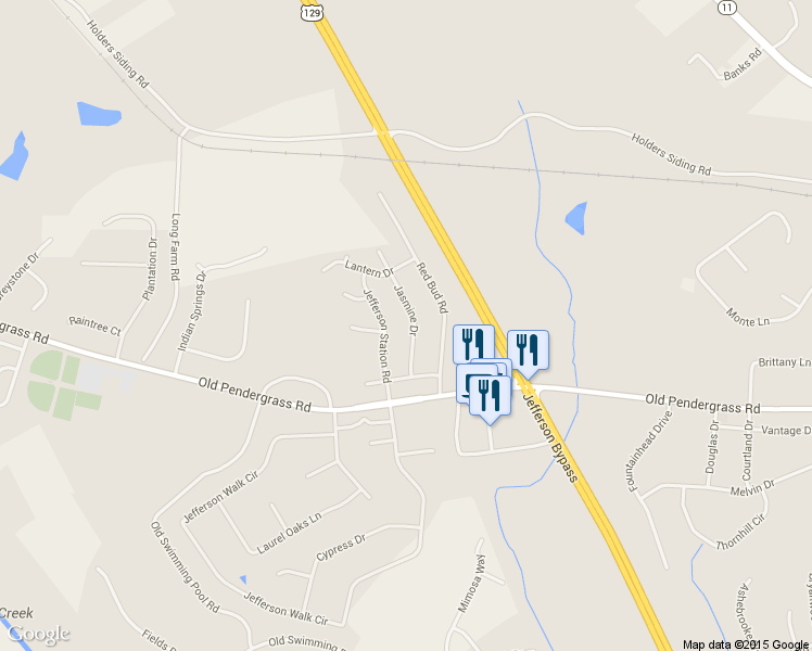 map of restaurants, bars, coffee shops, grocery stores, and more near 919 Jasmine Dr in Jefferson