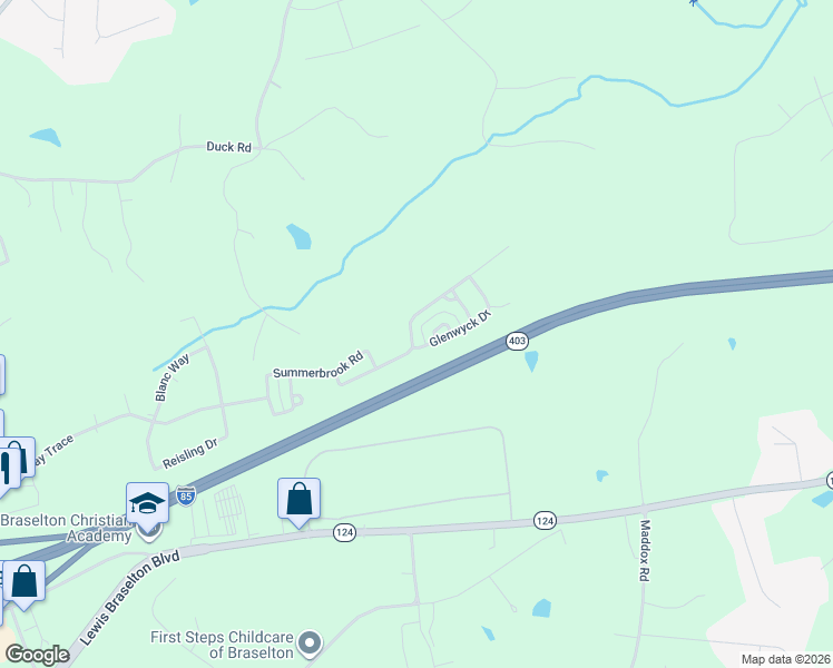 map of restaurants, bars, coffee shops, grocery stores, and more near 660 Walnut Woods Drive in Braselton