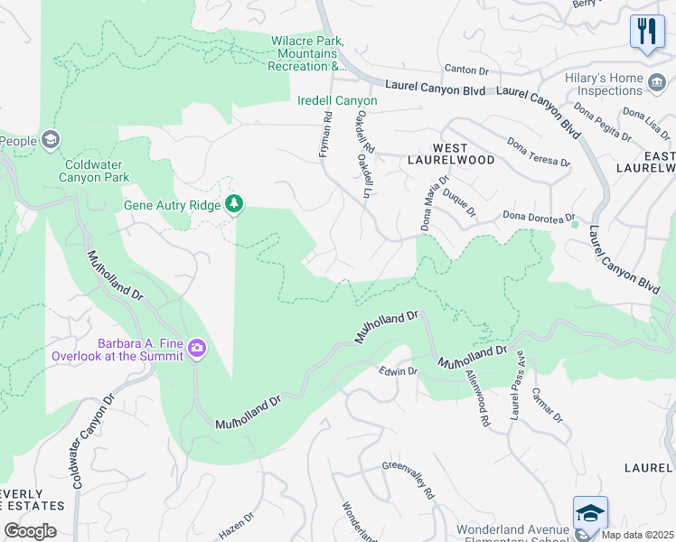 map of restaurants, bars, coffee shops, grocery stores, and more near 3014 Brookdale Road in Los Angeles
