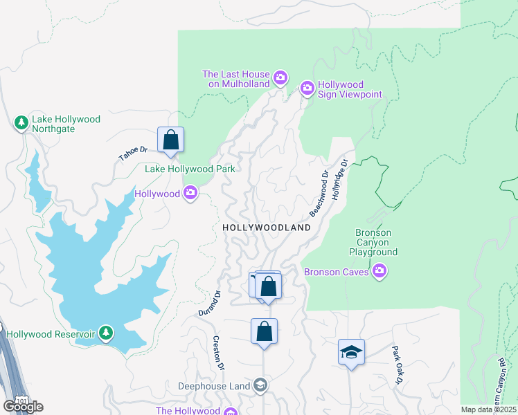 map of restaurants, bars, coffee shops, grocery stores, and more near 3112 Ledgewood Drive in Los Angeles